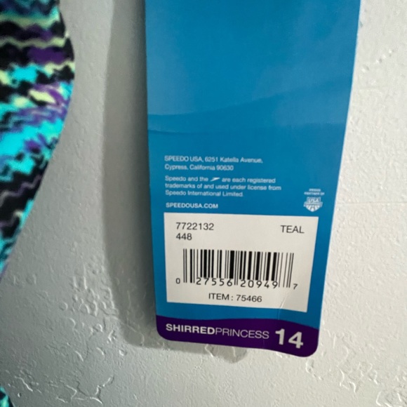 NEW Speedo shirred princess teal bathing suit - Picture 4 of 6